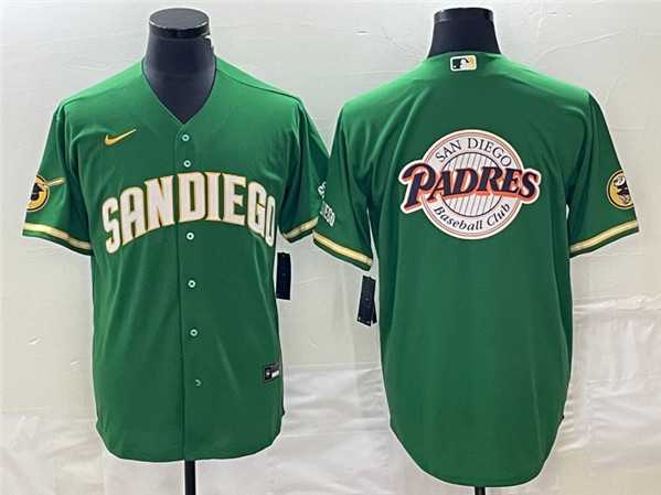 Mens San Diego Padres Green Team Big Logo Cool Base Stitched Baseball Jersey->san diego padres->MLB Jersey